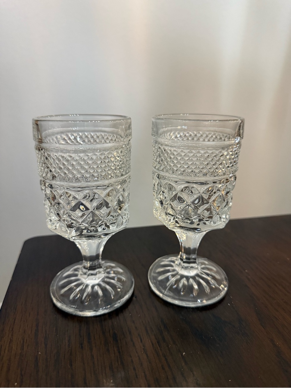 Vintage Anchor Hocking Wexford Pattern Water Goblet Set of 2